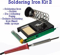 DELUXE Soldering Iron Kit - Soldering Iron (Ultra Flexible Cable, mains operated, UK mains plug) - Chisel Long Life soldering iron tip (bit) - Quality Resin Cored Solder - Antistatic Desoldering Pump - Full Size Sprung Metal Soldering Iron Stand with Sponge - Ideal for hobbyists, craft users, repairers, electricians (25 watt)