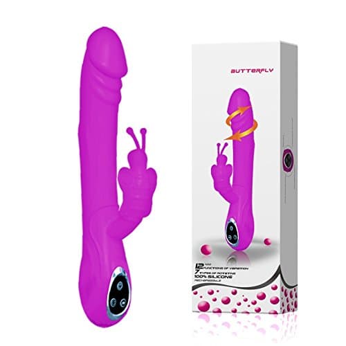 Deer Lover- Butterfly Rotating Thrusting Massager 12 Function Vibration 7 Mode Rotation Rabbit Silicone Vibe G-Spot Clitorial Waterproof Vibrator