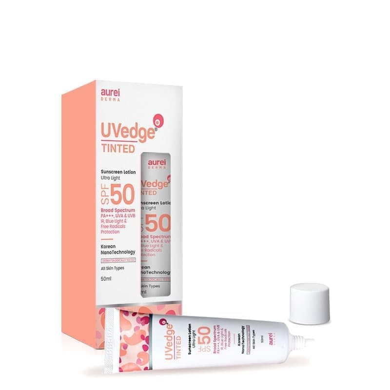 KENGOLD Uv-edge Tinted Sunscreen Lotion SPF 50 Ultra Light -50g, All
