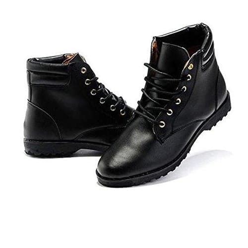 Hello 999 Pu Leather Boots Male Casual Pointed Toe Comfortable Boots. (10, Black)