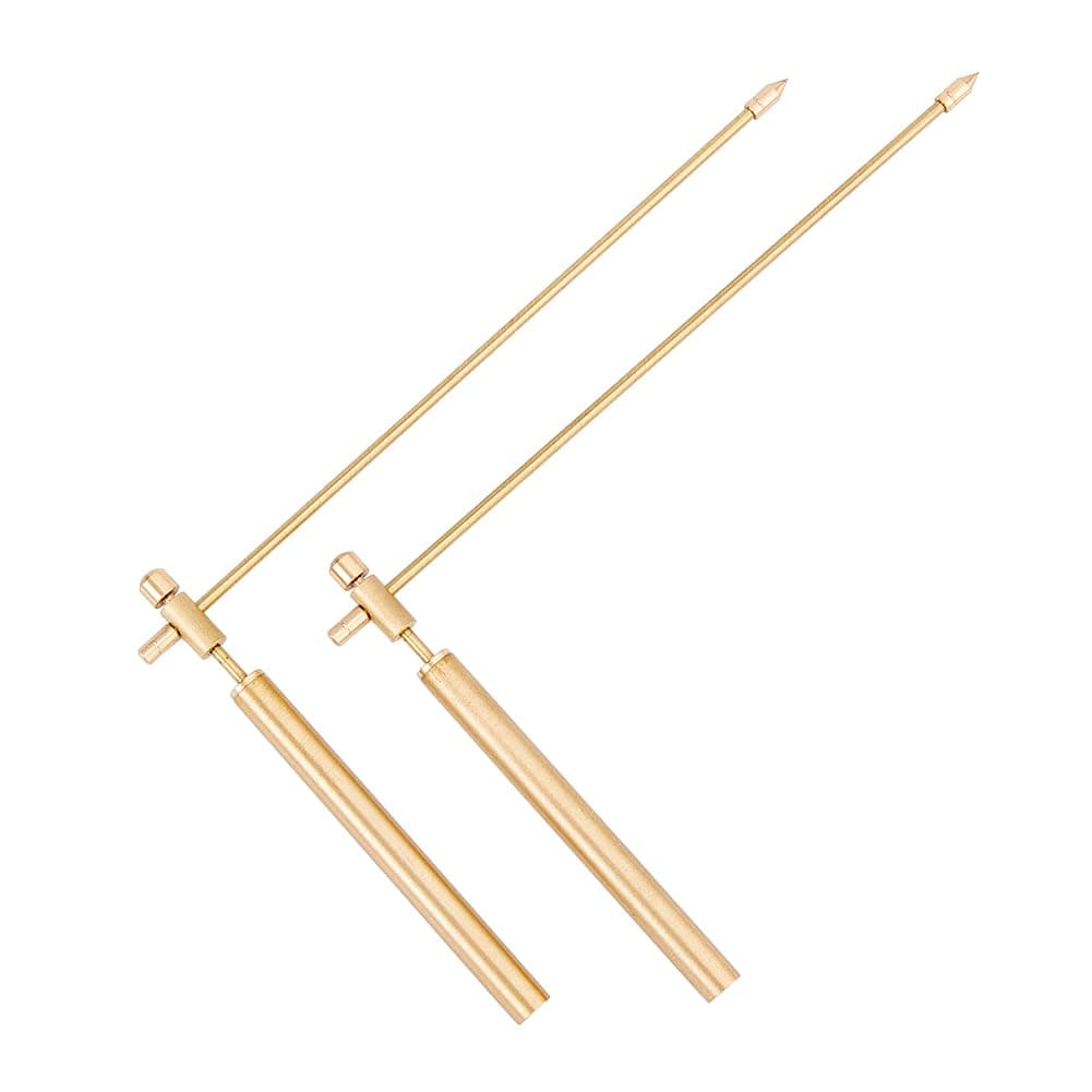 SUPERFINDINGS 2Pcs Water Dowsing Rods Detachable Brass Spirit Rods Divining Rods with Box for Detect Gold Water Ghost Hunting Locating Lost Items 5.15x8.14x0.39inch