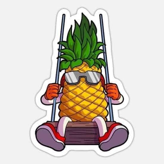 STICKY DUDEColorful Pineapple Swinger Sticker, Pineapple with Sunglasses, 5 inches - Car Decal Truck Window Bumper Fully Printed Colorful Vinyl Decal