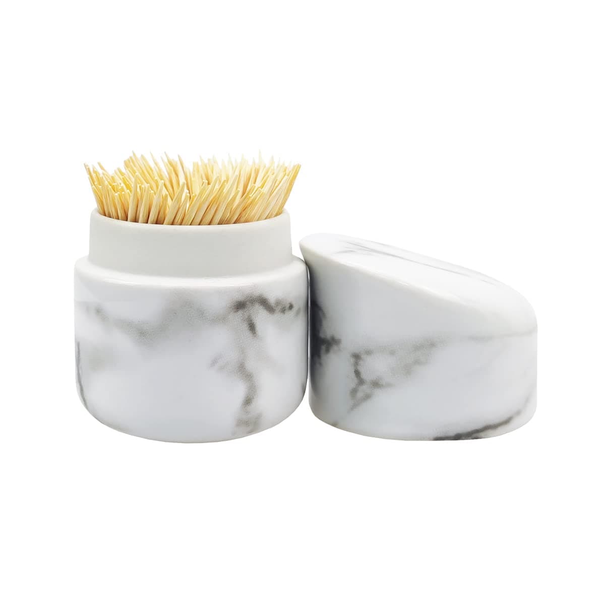 Nordic Creative Toothpick Holder Toothpick Box, Ceramic Home Living Room Cotton Swab Storage Tank, Marbled Toothpick Bucket.