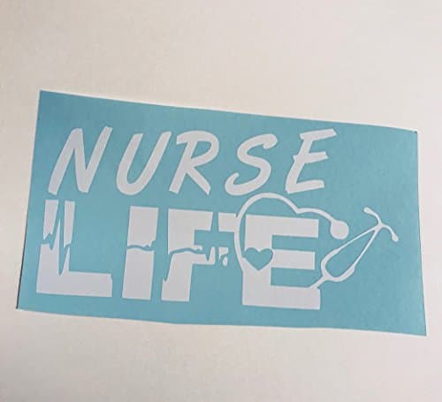 Nurse Life Heart Stethoscope NR White Vinyl Decal