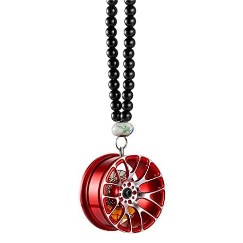 GlobalNiche® 1PC Car ndant Decoration Metal Wheel Hub Hanging Ornaments Auto Interior Rear View Mirror Car Hanging Accessories Automobiles Gift (Color: Red)