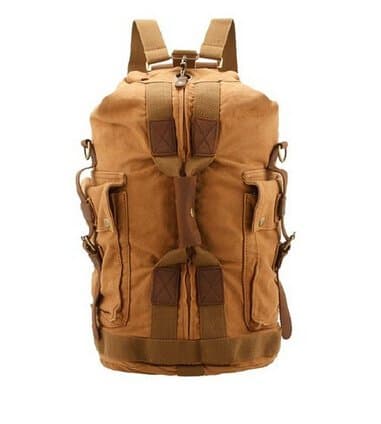 Marrywindix Outdoor Hiking Canvas Backpack, Vintage Rucksack for Travel Khaki