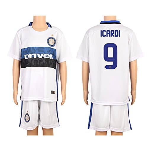 White #9 Away Kids Youth Football Soccer Jersey Kit Set (2015/16) Apparel