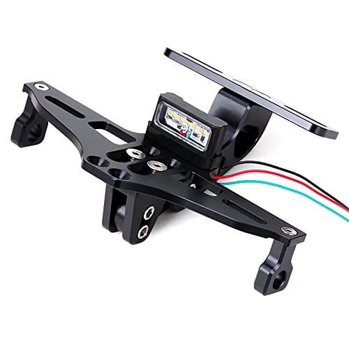 Oumurs CNC Motorcycle License Plate Holder LED Tail Light Eliminator Kit 6 LEDs Adjustable Universal for Honda KTM Yamaha Suzuki Ducati (Titanium)