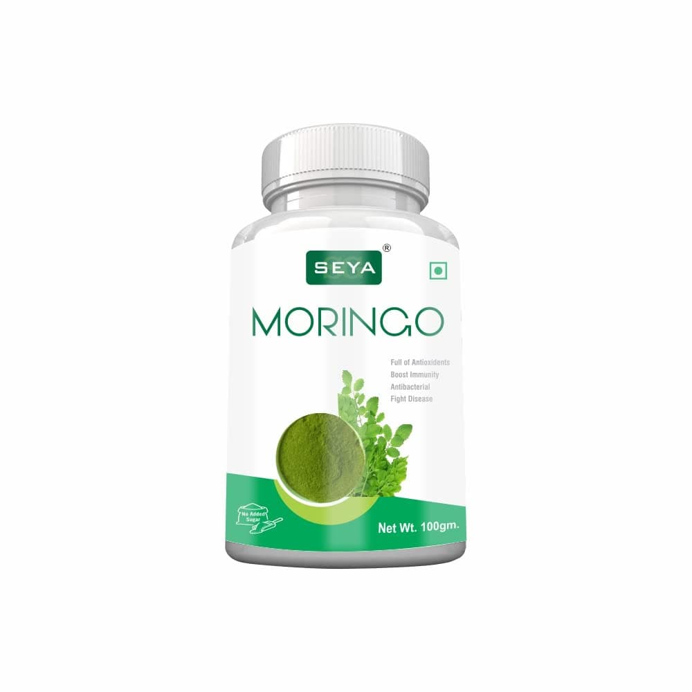 -SEYA Natural Moringa Powder, 100gm (Pack of 1) / Drumstick (Oliefera) Leaf Powder, Antioxidants, Boost Immunity, Shigru Powder, No Added Sugar, Healthy Superfood, Rich in Vitamin and Mineral