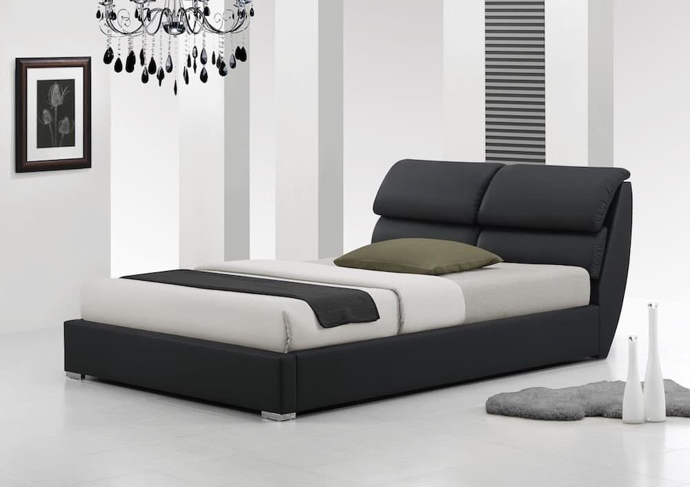 IJ Interiors - LIBRETTO MODERN LEATHER BED No Mattress BLACK 5FT Kingsize