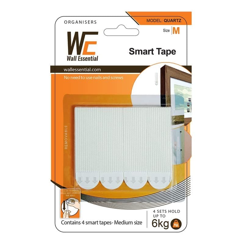 Adhesive Picture Hanging Strips Removable Damage Free Pack Of 16 Pcs,Photo Frame,Painting Wall Hanging Velcro Foam Strips,Hold Up To 6Kg Weight,(16 Strips,Model: Quartz,Size: Medium)