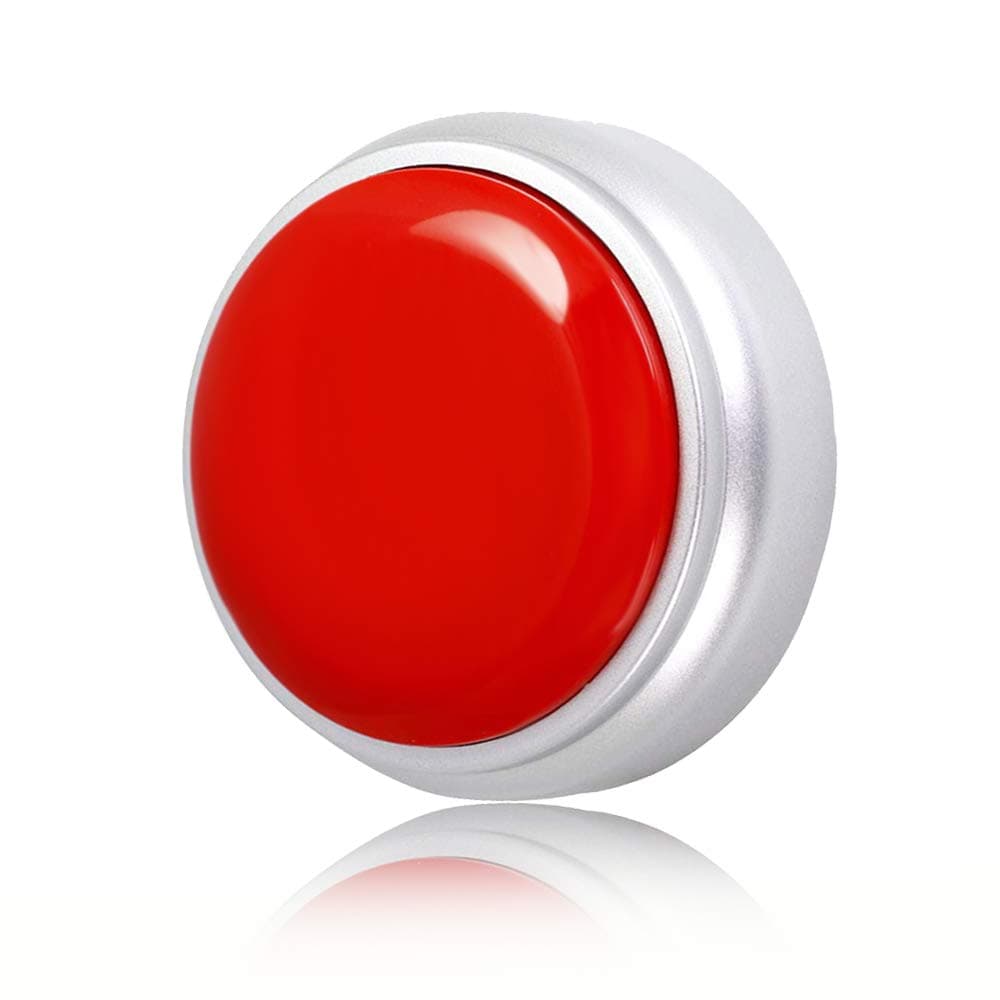 - Sound Button- 30 Seconds Custom Recordable Talking Button-Record & Playback Your Own Message-Quality Voice Sound Recorder-Answer Buzzer (RED+Sliver)