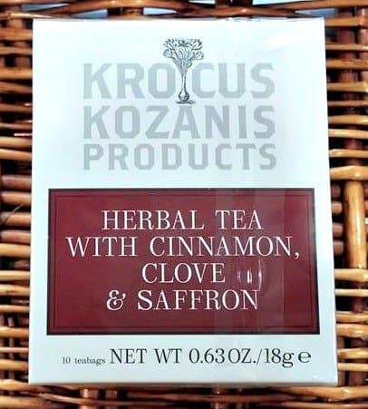 Krocus Kozanis Herbal Tea with Cinnamon, Clove & Greek Red Saffron - 10 Teabags, 18g