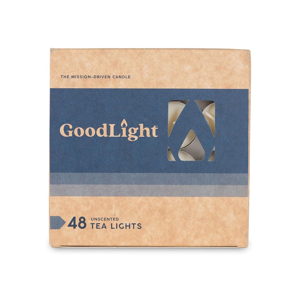 GoodLight Unscented Vegan and Paraffin-Free Tea Light Candles (48 Candles)