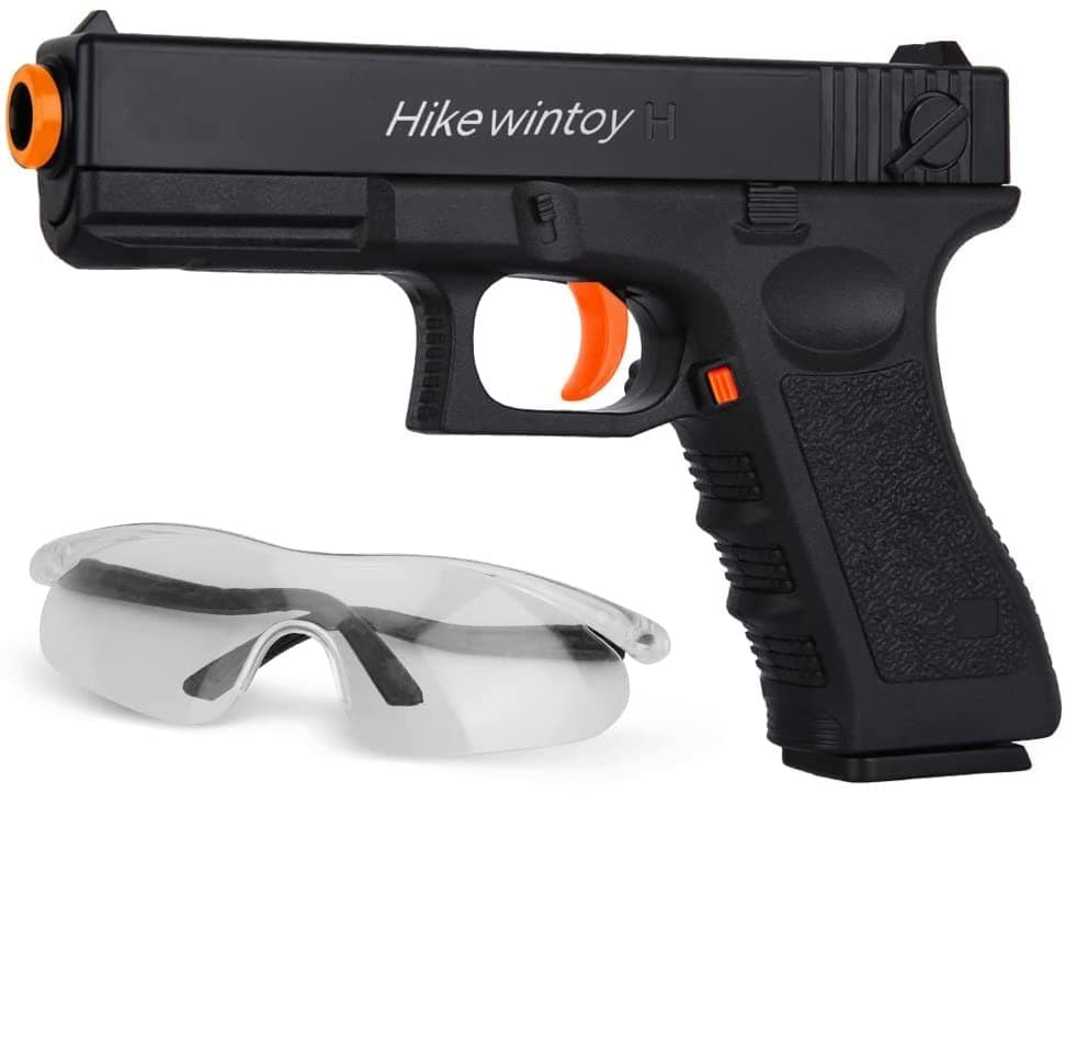 Hikewintoy Gel Ball Blaster for Kids with Water Gel Balls for Backyard Team Game, Fully Manual Outdoor Toy Model Without Charging (Black)