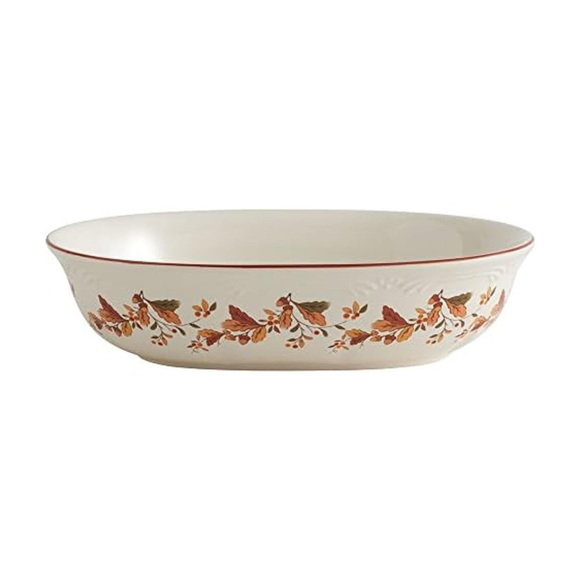 Autumn Berry Oval Vegetable Bowl, white, 11 inches