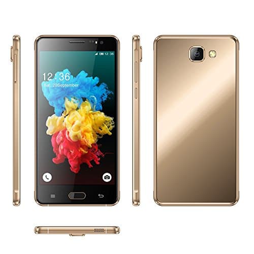Utral Thin Unlocked 6.0" QHD IPS Smartphone Android 5.1.1 Lollipop Dual Sim Dual Standby MTK6580 Quad Core RAM 1G ROM 8G Cell Phone 1.3GHz GSM/WCDMA GPS 8.0Mp Camera Great (Gold)
