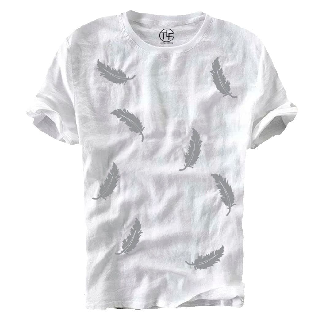 TLF Men's Printed Premium Cotton Regular T-Shirt Saloni-S_White Leaf XL