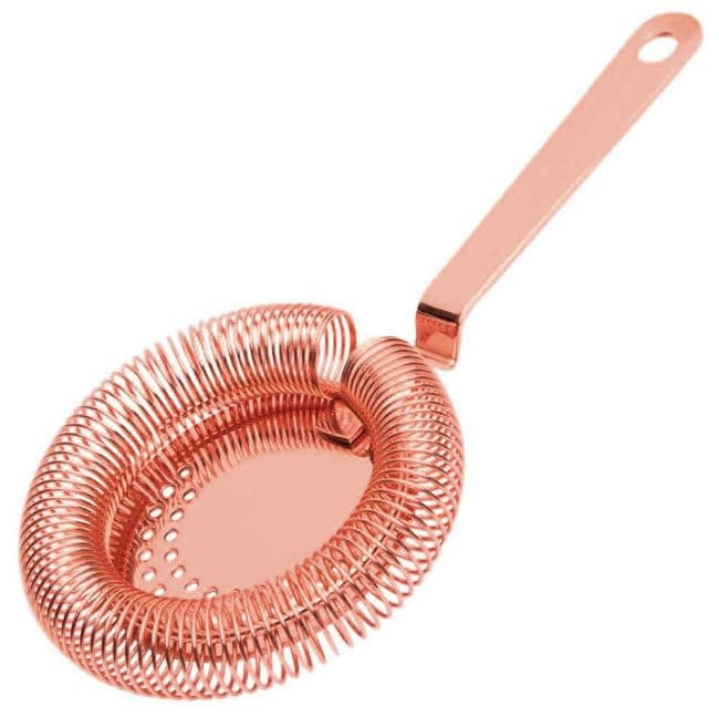 BarBits Round Cocktail Strainer - Professional Hawthorne Strainer - Copper Plated