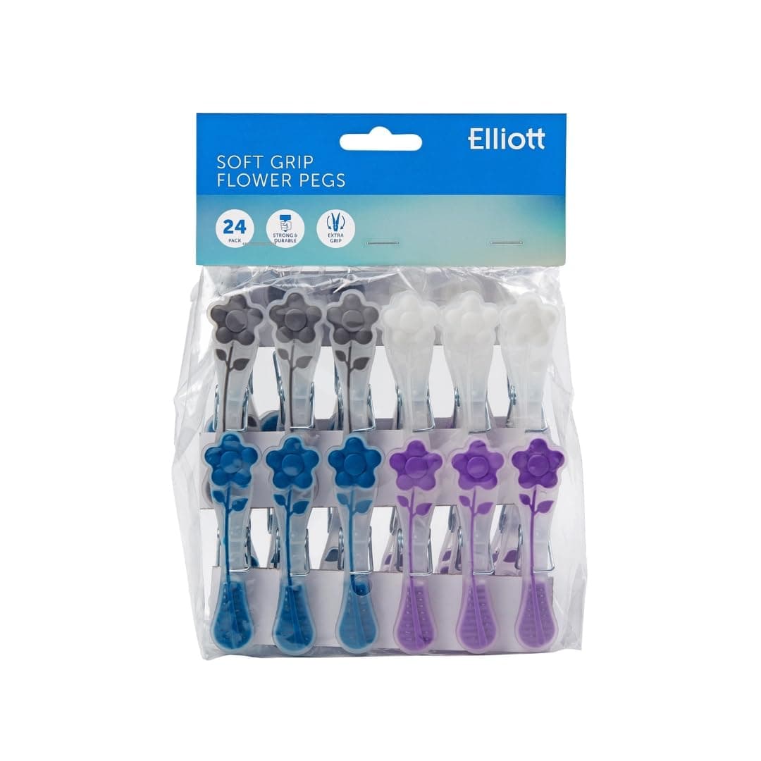 Elliott Plastic Extra Strong Soft Grip Flower Pegs