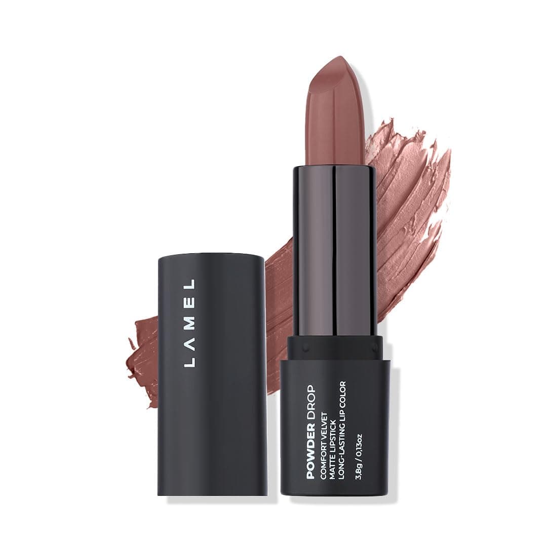 Lamel- Powder Drop Matte Lipstick 402- Spicy (Dusty Mauve) | soft matte finish | smooth and non-drying formula |stays upto 16 hours | increases the volume of lips | 3.8gm