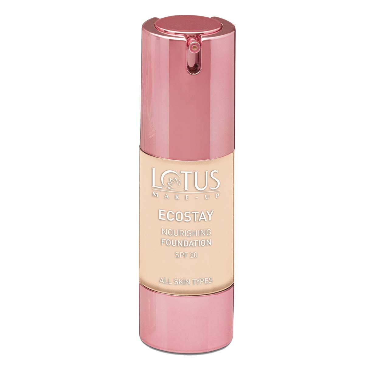 LOTUS MAKE-UP Makeup Herbals Eco-Stay Translucent Foundation Suitable for All Skin Types and Full Coverage Liquid SPF 20, Royal Pearl, 30ml