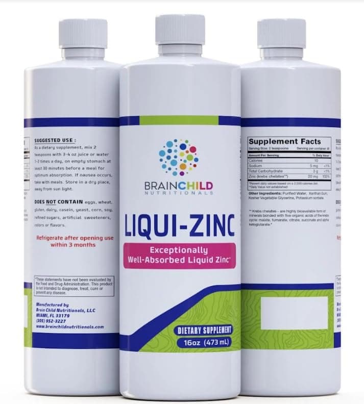 BrainChild Nutritionals LiquiZinc Liquid Formula (Unflavored 16oz)