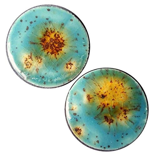 Pair - Lotus Blossom Glass Essential Oil Ear Plugs Organic Handmade Ceramic double-flared body jewelry