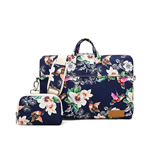 Canvaslife Chinese Rose Pattern 15 inch Waterproof Laptop Shoulder Messenger Bag for 14 Inch to15.6 inch Laptop and MacBook Pro 15 Laptop Case