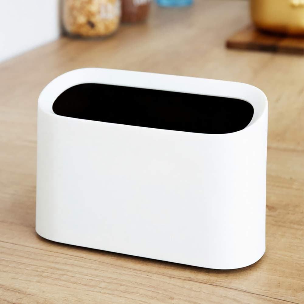 AYADA Tiny, Desk Mini Trash Can, Trash Bin, Waste Basket 1.5 L Desktop, Countertop, Makeup Tabletop Trash Can Little Cute Plastic (White)