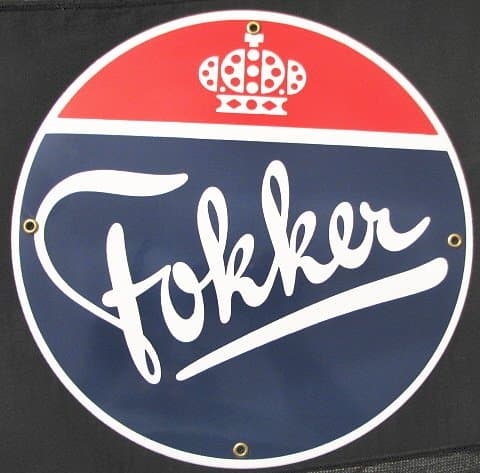 Fokker Aviation Round Porcelain Enameled Sign