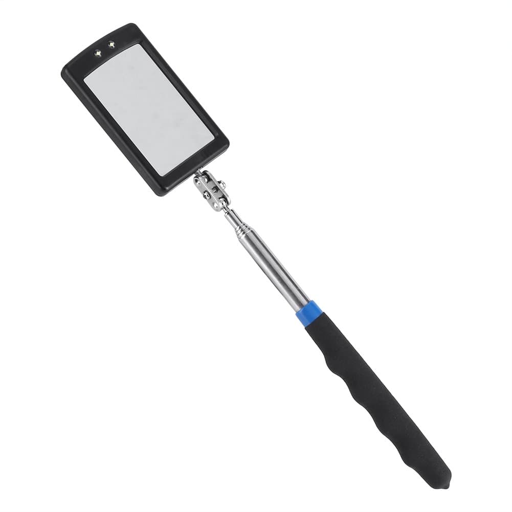Telescopic Magnifying Inspection Mirror, LED Lighted Flexible Adjustable Telescoping Inspection Mirror 360 Degree Swivel Extend Tool