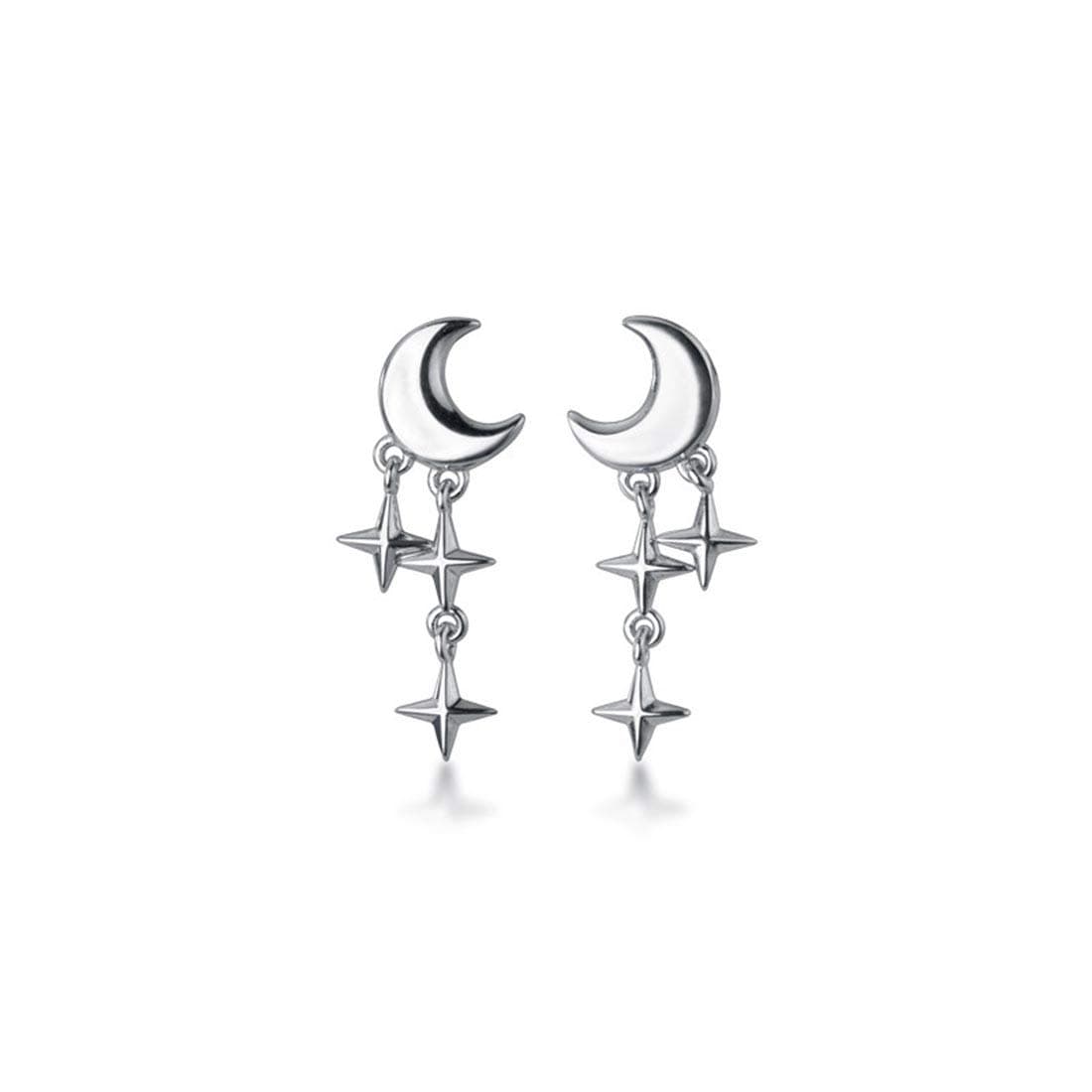 925 Sterling Silver Tiny Moon Star Earrings Studs for Women Teens Small Moon Studs Earrings Star Drop