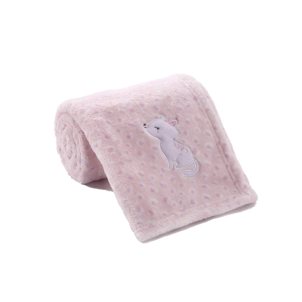 CREVENT 76X102CM Cute Plush Cozy and Warm Fleece Baby Blanket for Girls Infant Toddler Crib Cot Stroller - Pink Cat