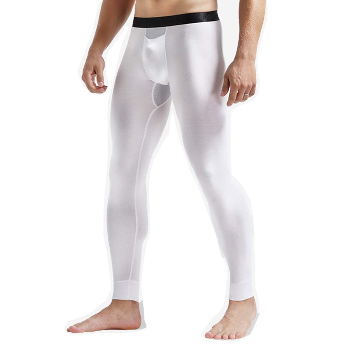 OuruikiaMen's Thermal Underwear Pants Modal Thermal Bottoms Long Johns Pants Underwear with Separate Pouch