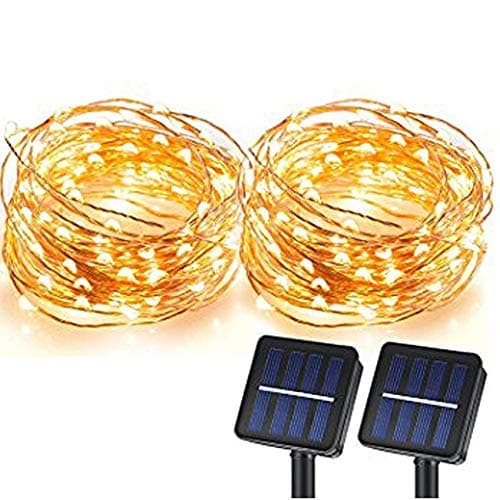 Solar String Lights, Magictec 100 LEDs Starry String Lights, Copper Wire Solar Lights Ambiance Lighting for Outdoor, Gardens, Homes, Dancing, Christmas Party 2 Pack