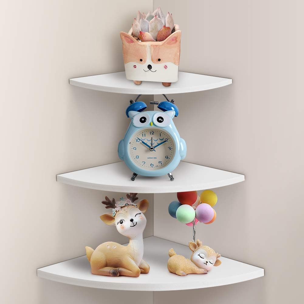 Ejoyous 3Pcs Floating Corner, Shelf Wall Mounted Storage Display Rack Bookshelves for Bedroom Living Room Home Furniture Office Decor