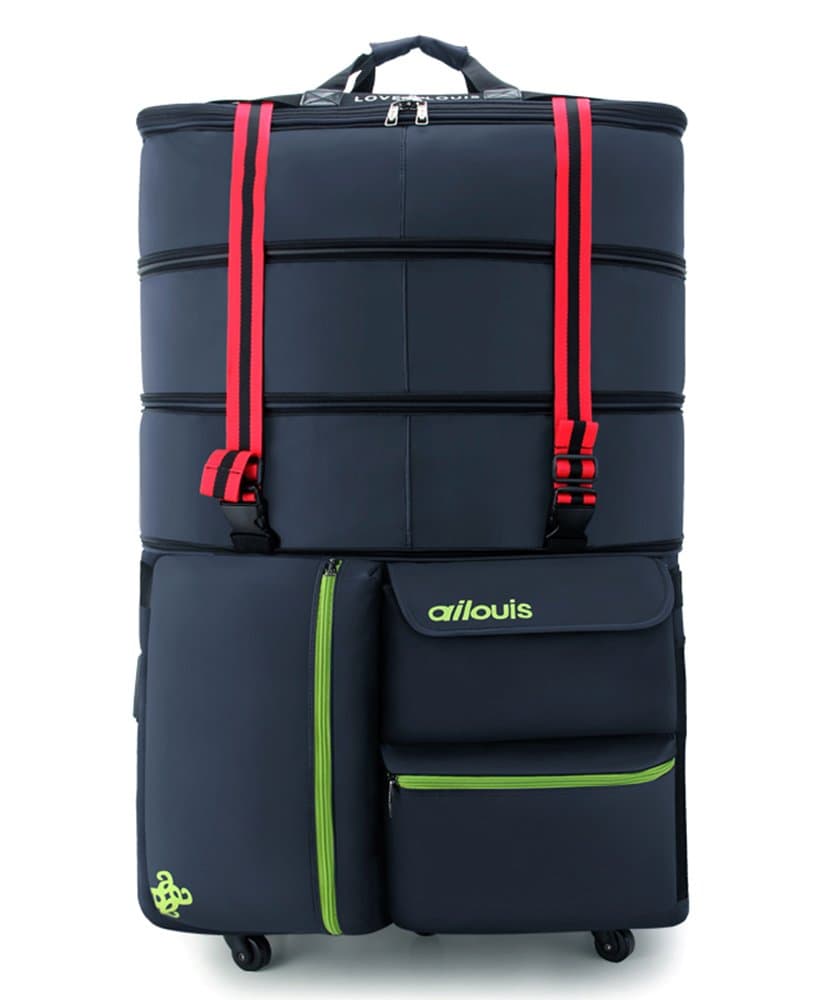 ailouis 36 Inch Expandable Extra Large Wheeled Travel Duffel Luggage Bag (Blue)