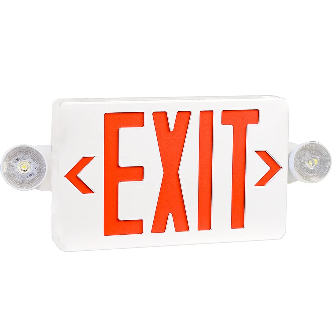 OSTEK Red LED Exit Sign with Emergency Lights,Two LED Adjustable Head Emergency Exit Lights with Battery Backup, Dual LED Lamp ABS Fire Resistance UL-Listed 120-277V