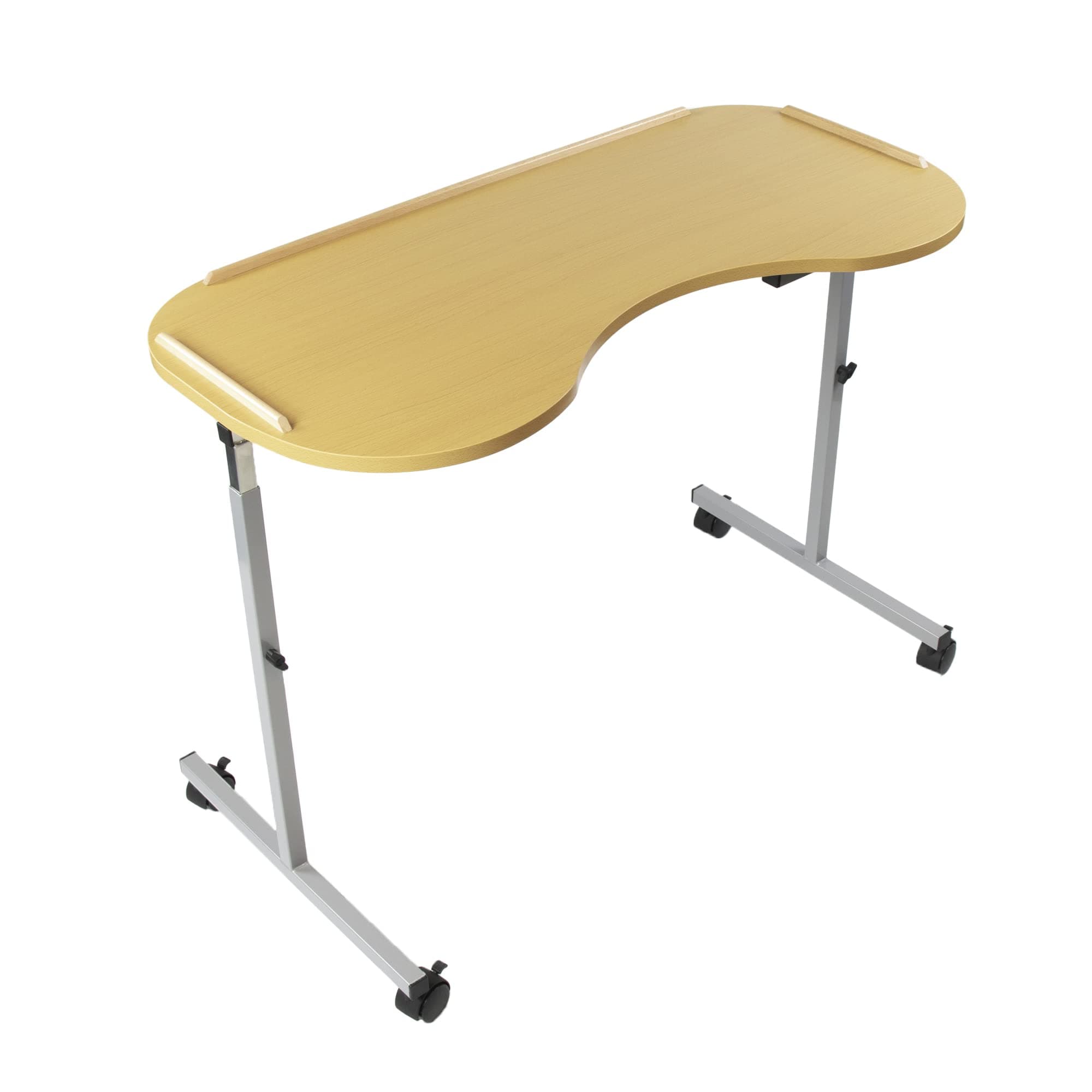NRS Healthcare Adjustable Curved Over Bed/Chair Table M99394 with Lockable Castors