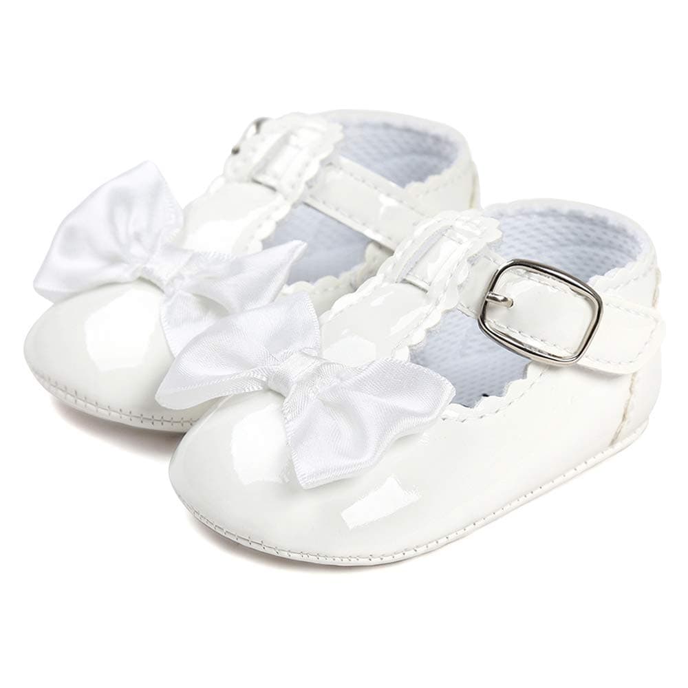 Baby Girls Anti-Slip First Walking Shoes Infant Bowknot Mary Jane Princess Party Shoes Prewalkers