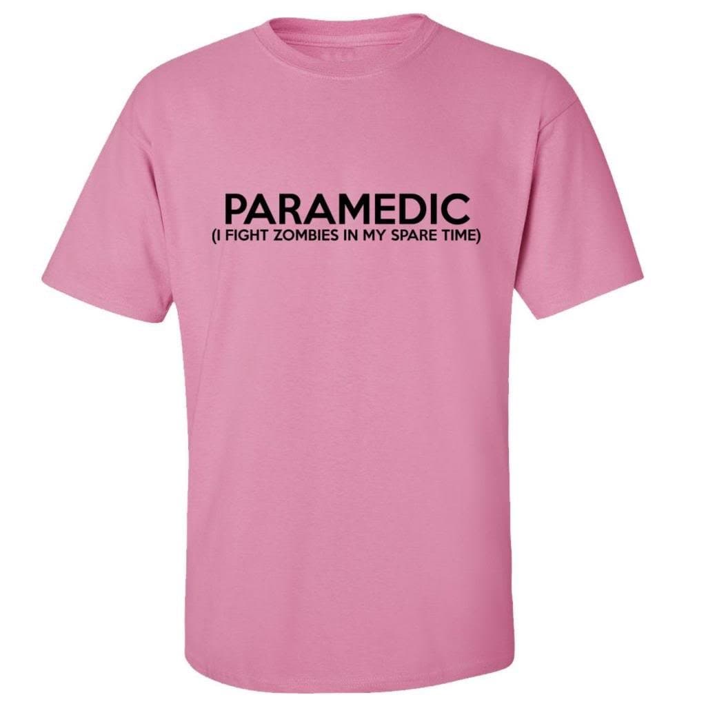 Zombie Underground Paramedic (I Fight Zombies) Adult T-Shirt (Pink, Large)