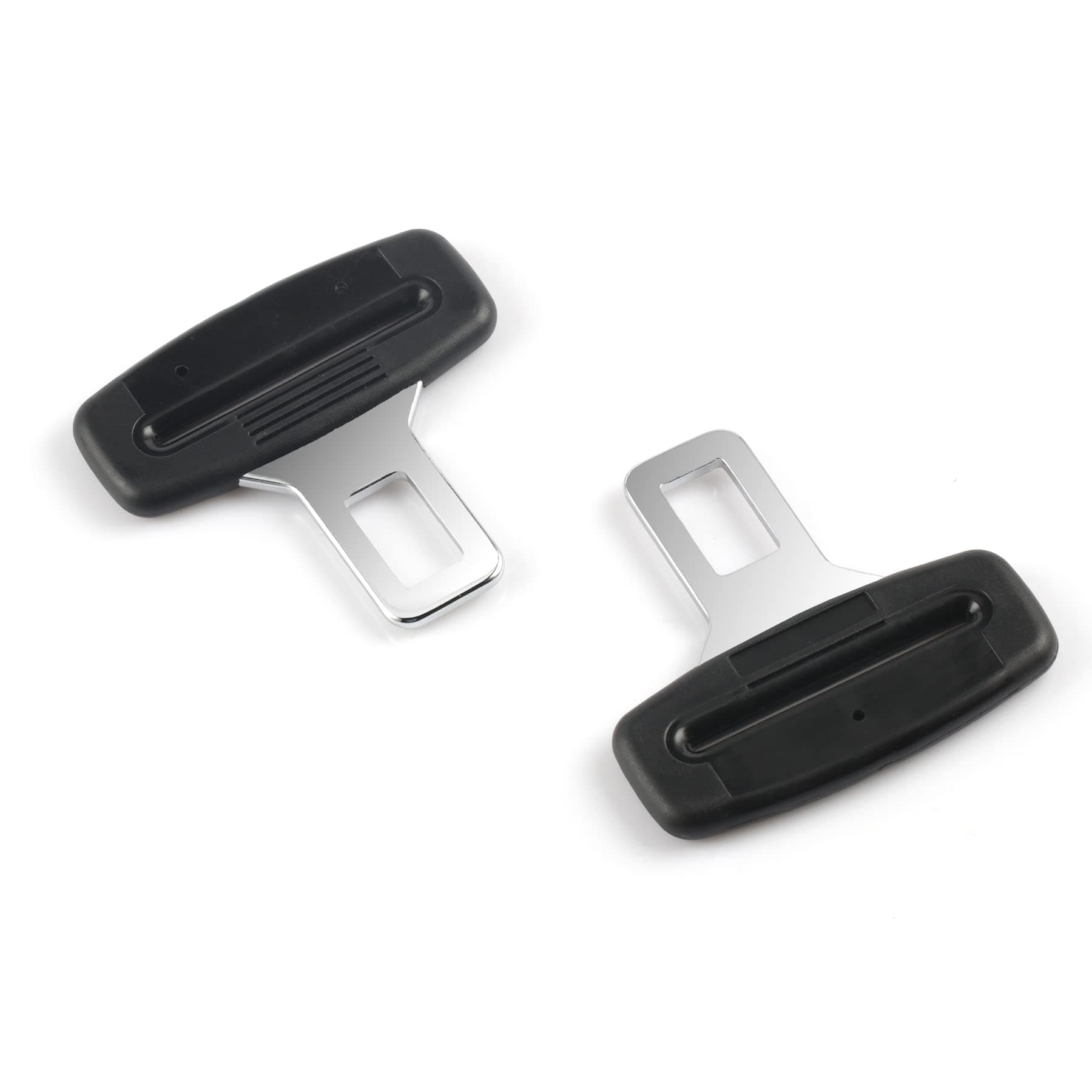 JUSTTOP Car Seat Belt Clip, Belt Silencer Metal Tongue, Seat Safety Belt Buckle Auto Metal Seat - Black, Pack of 2