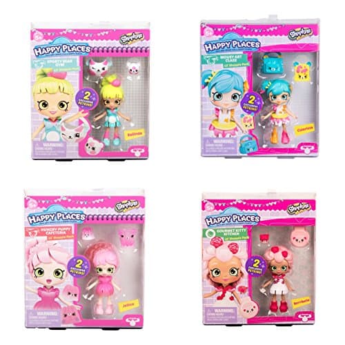 Shopkins Happy Places Season 3 lil' shoppie Pack Bundle - Ballinda, Colorissa, Jellica and Berribelle
