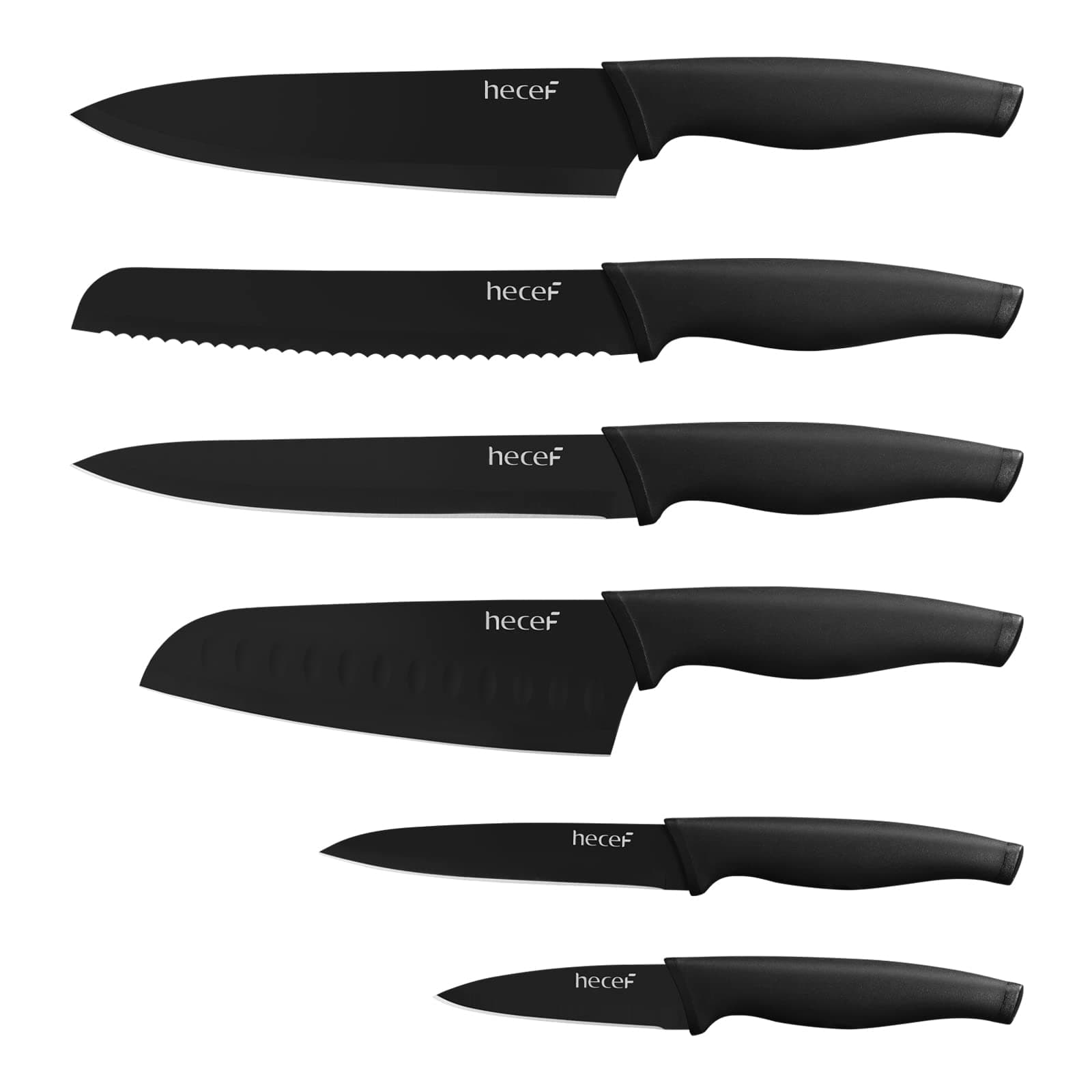 Black Oxide Knife Set of 6 with Matching Blade Protective Sheath, Scratch Resistant & Rust Proof, Hard Stainless Steel Knives, Non Stick Black Colour Coating Blade