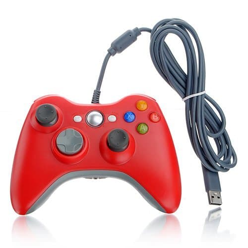 Gaming Accessories Wired Controller Compatible for Microsoft Xbox 360 Console Pc Computer Video Game (Red)