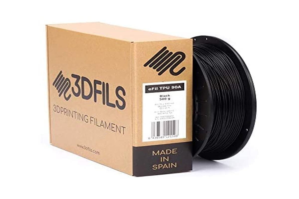 3DFILS - eFil TPU 90A Flexible 3D Printing Filament: 1.75 mm, 500 g, Black