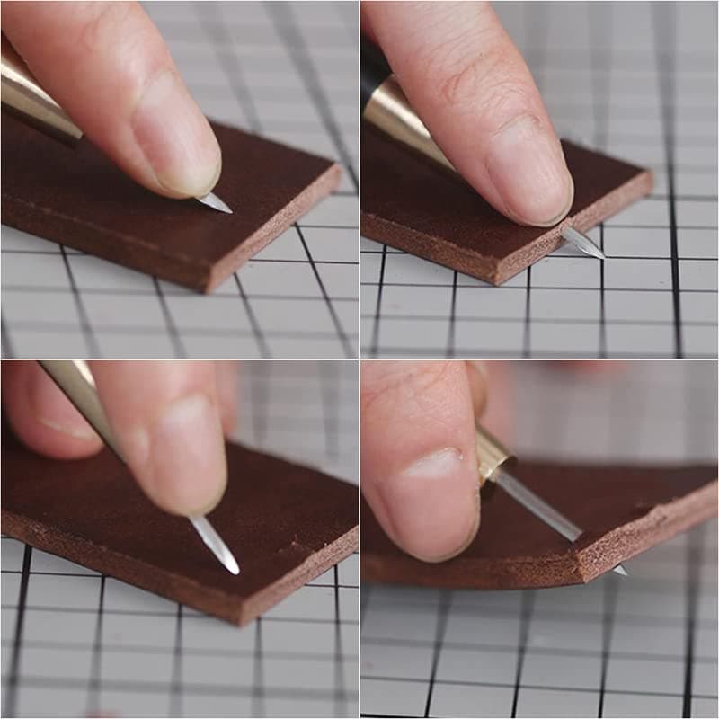 WUTA Shape Leather Craft Diamond Stitching Awl Ebony Blackwood Handle Sewing Awl Kits Handmade Sewing Tools DIY Stitcher Taper (Large 1pcs)