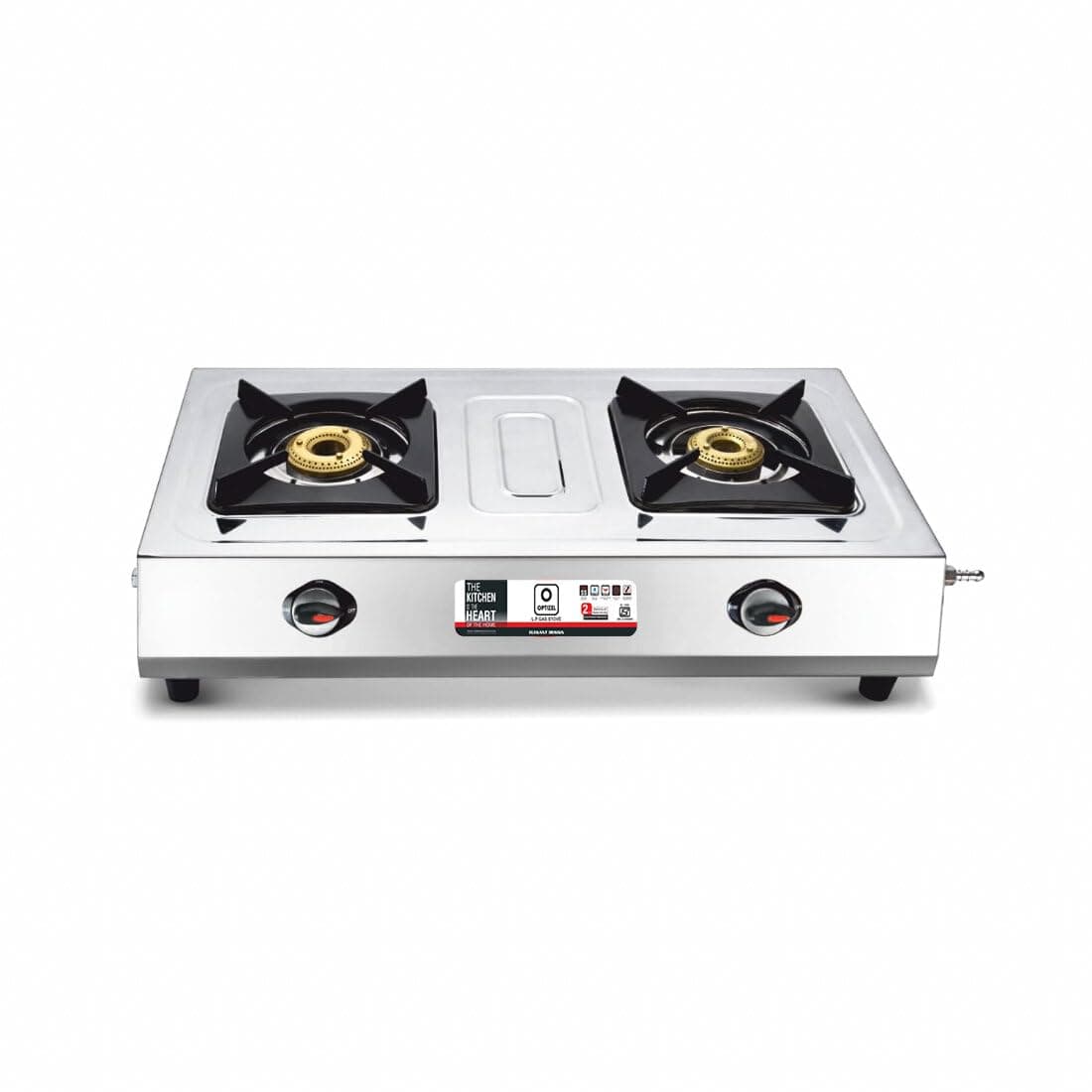 OPTIZEL SPARTA 2Burner Stainless Steel LPG Gas Stove I Manual Cooktop I Pure Brass Top I Sigdi I Chullah I 2 years Warranty