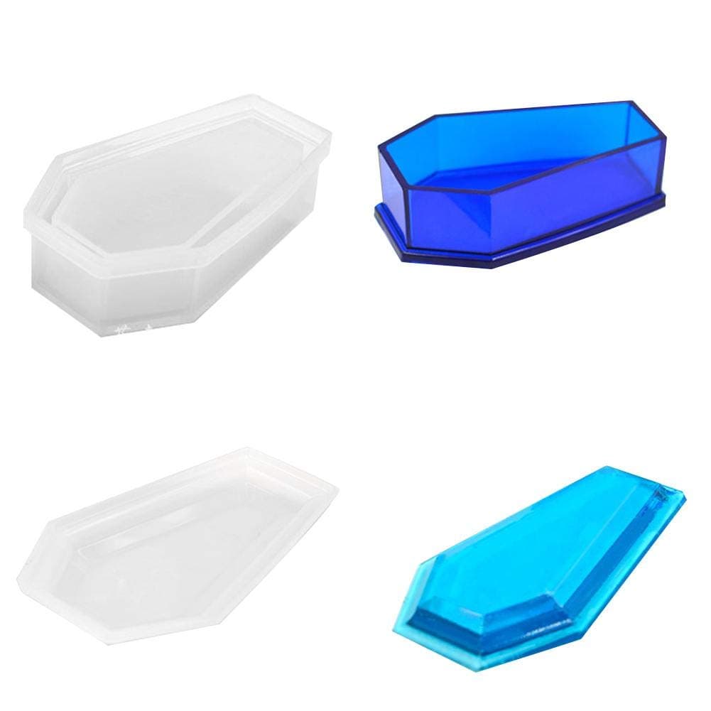advancethy Silicone Mould Succulent Pot Flowerpot Storage Box With Cover Mould Mini Coffin Shaped Geometric Silicone Plant Pot Mould